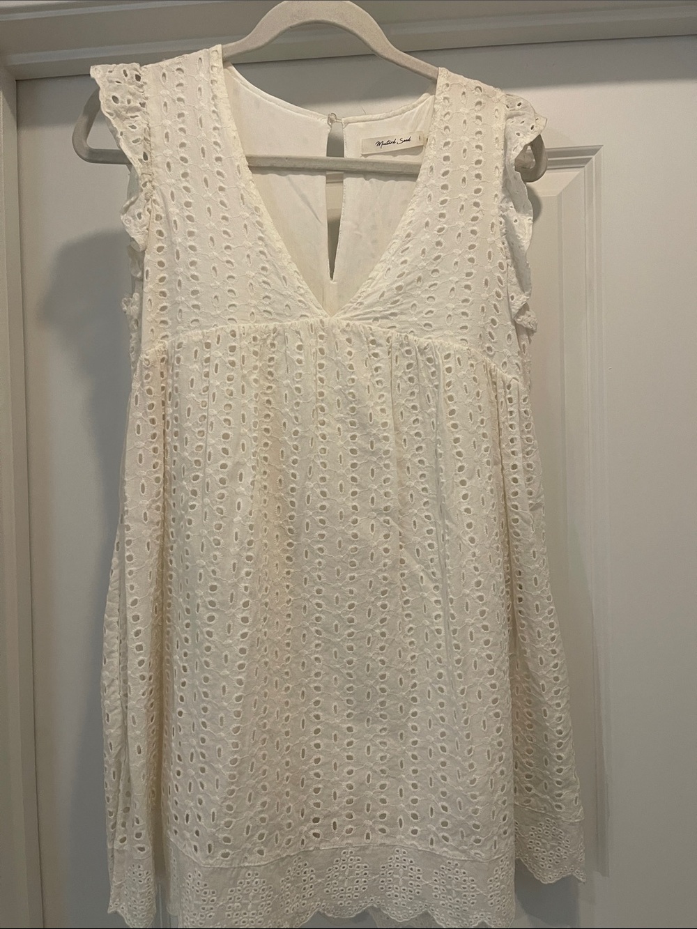 White Eyelet V-Neck Sleeveless Mustard Seed Tunic , small